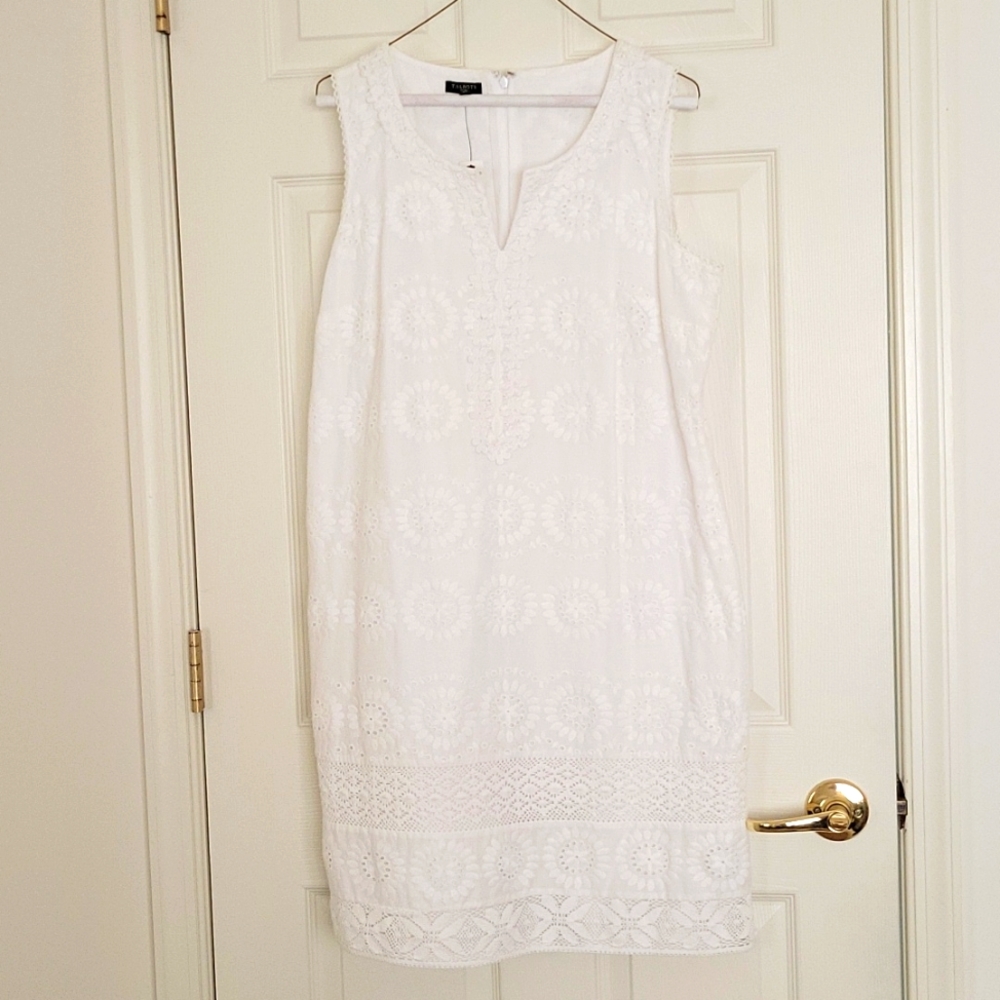 Talbot's White Cotton Lace Sheath Dress